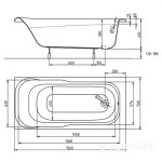 XWP355000N Ванна акрилова прямокутна SENSA 150x70 см
